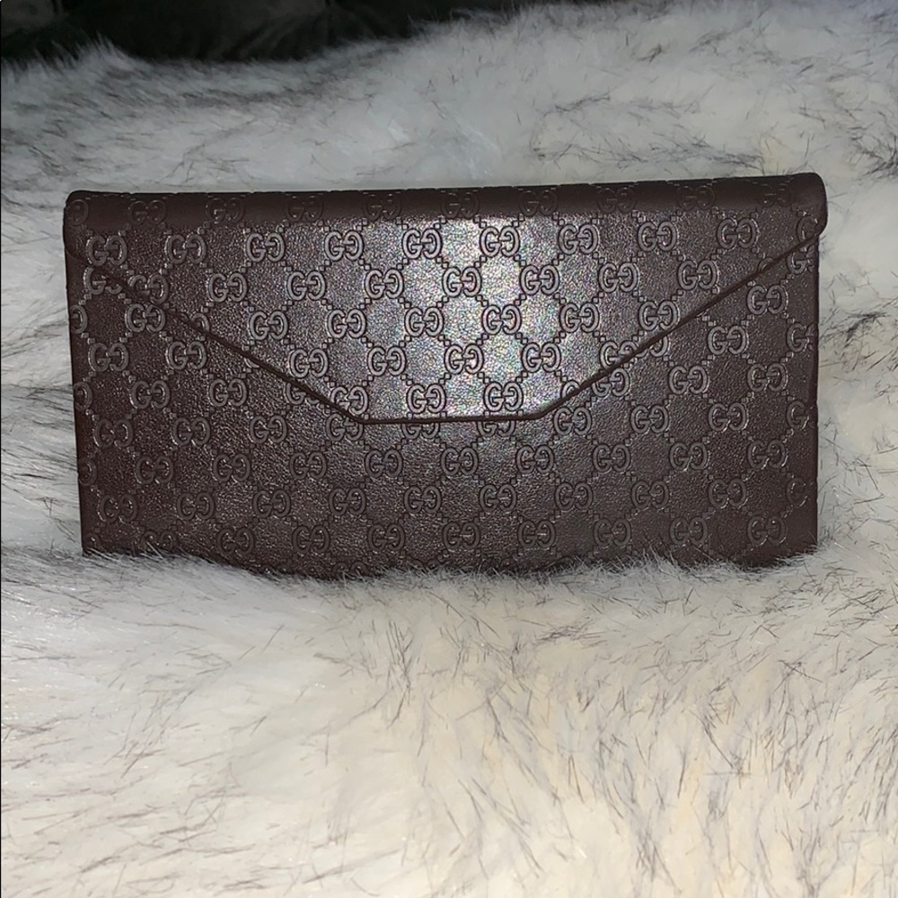 Gucci trifold brown leather sunglasses case - Picture 1 of 8